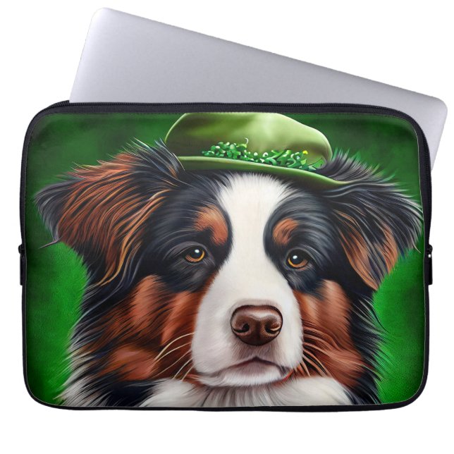Australian shepherd hund i St. Patrick Dress Laptop Fodral (Framsidan)