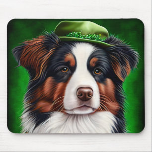 Australian shepherd hund i St. Patrick Dress Musmatta