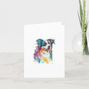 Australian shepherd Hund i vattenfärg och penna Helgkort
