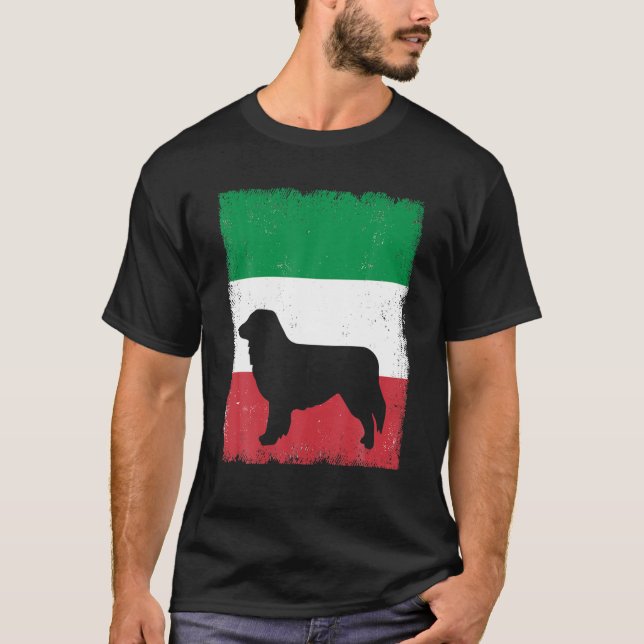 Australian shepherd Hund Italien Flagga Italienska T Shirt (Framsida)