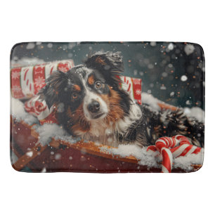 Australian Shepherd Hund Jul Festlig Badrumsmatta