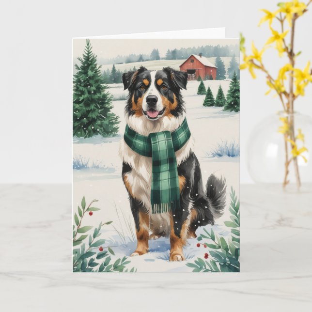 Australian shepherd Hund jul Hälsning Kort (Gul blomma)
