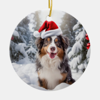 Australian shepherd Hund jul Keepsaké Julgransprydnad Keramik