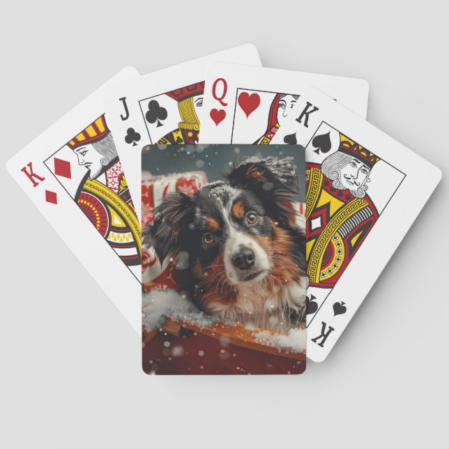 Australian shepherd Hund julafton Casinokort (Baksidan)