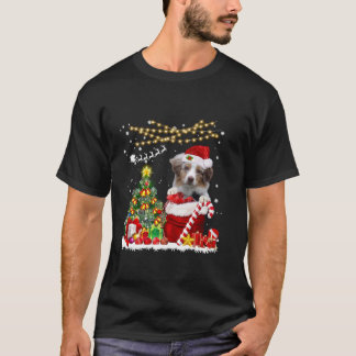 Australian shepherd Hund Julgran Ljus Hund T Shirt