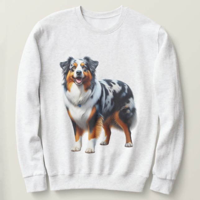 Australian shepherd Hund Lång Ärmad Tröja (Design framsida)