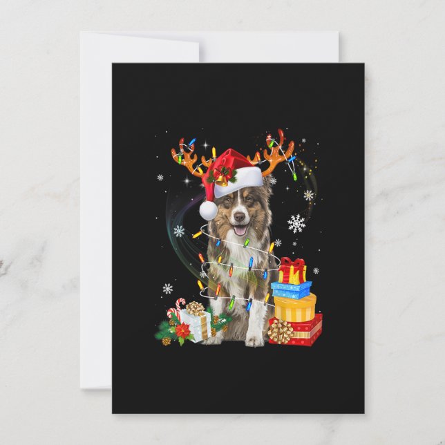 Australian Shepherd Hund Ljus Santa Hatt Sweater C Inbjudningar (Framsida)