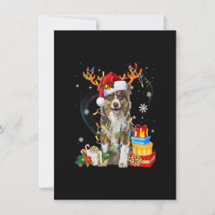 Australian Shepherd Hund Ljus Santa Hatt Sweater C Inbjudningar