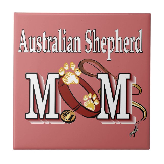 Australian shepherd Hund MAMMA Kakelplatta (Framsidan)