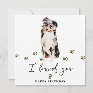 Australian Shepherd Hund Mamma Valp Husdjur Födels Kort