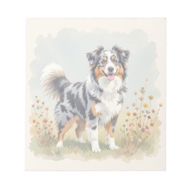 Australian Shepherd Hund Merle Lång Svans Anteckningsblock (Framsida)