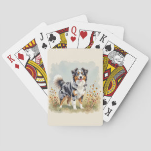Australian Shepherd Hund Merle Lång Svans Casinokort