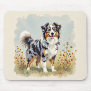 Australian Shepherd Hund Merle Lång Svans Musmatta
