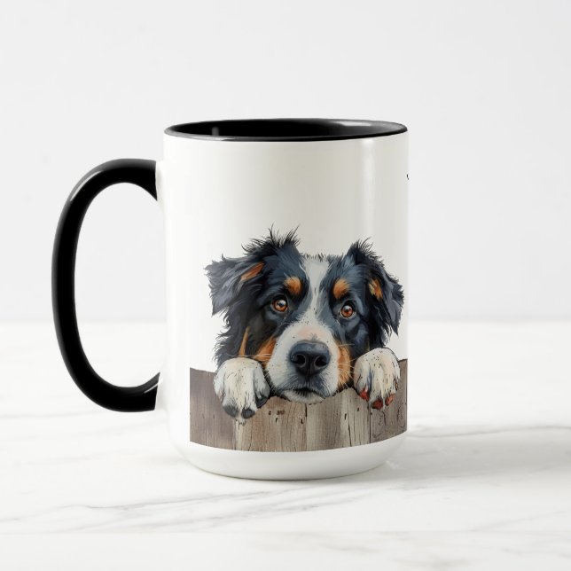 Australian shepherd Hund Mugg (Vänster)