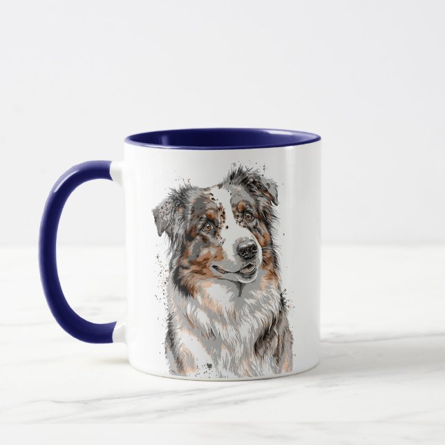 Australian shepherd Hund Mugg (Vänster)