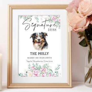 Australian shepherd Hund Namnteckning Drycktecken Poster