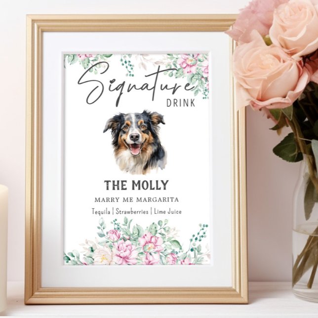 Australian shepherd Hund Namnteckning Drycktecken Poster (Skapare uppladdad)