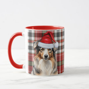 Australian shepherd Hund och Pfastställda julen Mu Mugg