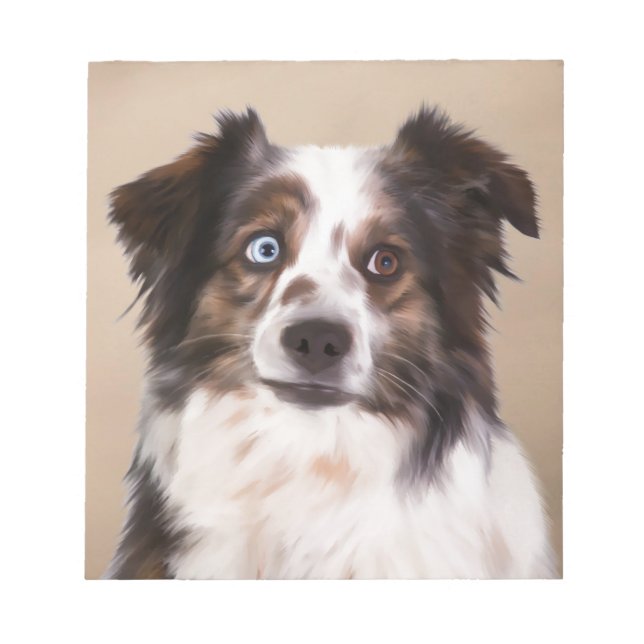 Australian shepherd Hund Oljemålning Art Anteckningsblock (Framsida)