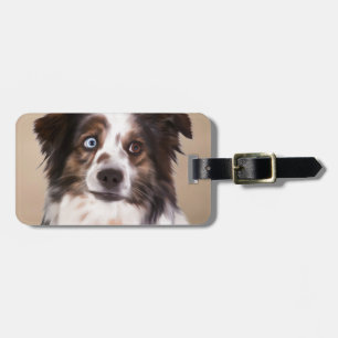 Australian shepherd Hund Oljemålning Art Bagagebricka