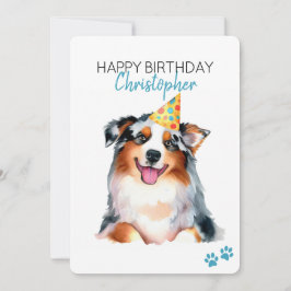 Australian shepherd Hund personalisera Grattis på Kort