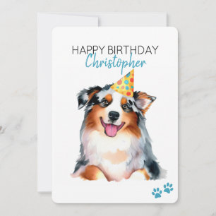 Australian shepherd Hund personalisera Grattis på  Kort