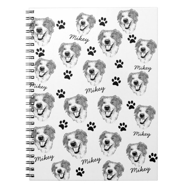 Australian shepherd Hund Personlig Hand Teckning Anteckningsbok (Framsidan)