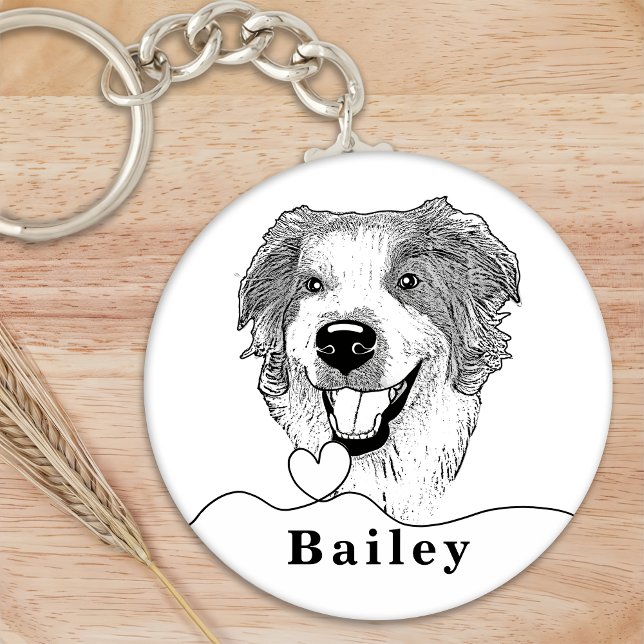 Australian shepherd Hund Personlig Hand Teckning Nyckelring (Skapare uppladdad)