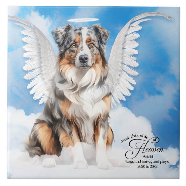 Australian shepherd Hund Personlig Pet Memorial Kakelplatta (Framsidan)