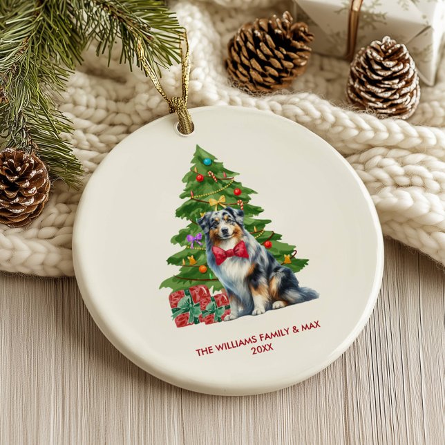 Australian shepherd Hund-Personligens jul Julgransprydnad Keramik (Skapare uppladdad)