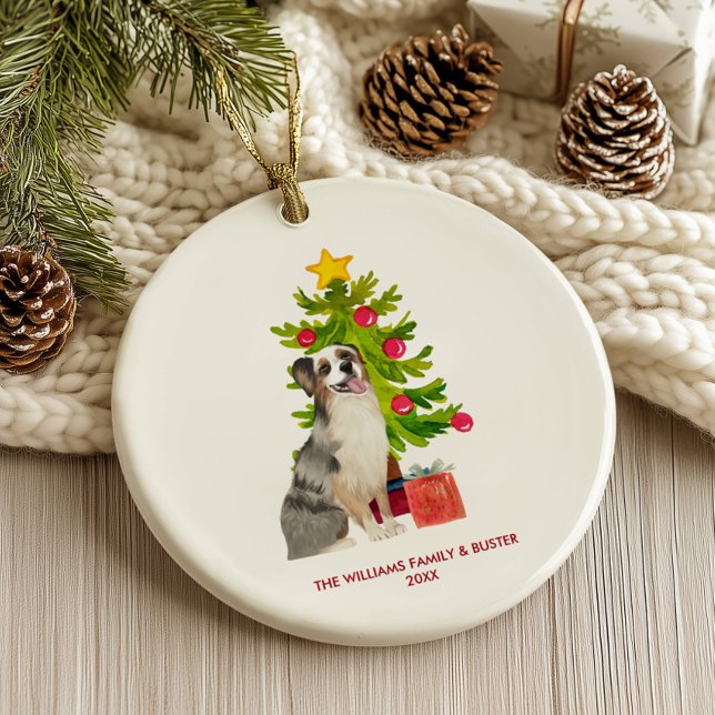Australian shepherd Hund-Personligens jul Julgransprydnad Keramik (Skapare uppladdad)