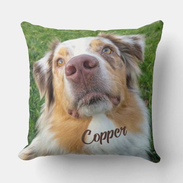 Australian shepherd Hund Photo Personlig Namn Kudde (Framsida)