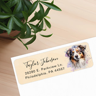 Australian Shepherd Hund Returadress Etikett