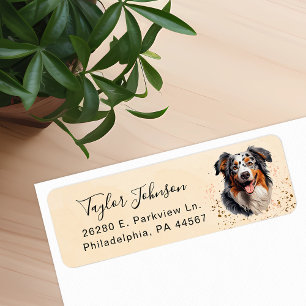 Australian Shepherd Hund Returadress Etikett