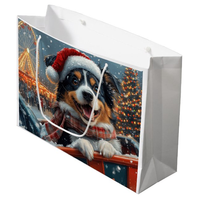 Australian shepherd Hund Roller Underlägg jul (Framsidan Vinklad)