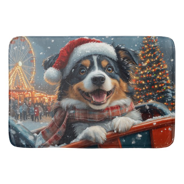 Australian shepherd Hund Roller Underlägg jul Badrumsmatta (Framsidan)