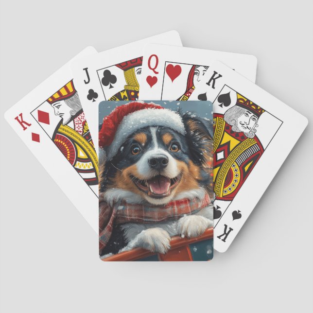 Australian shepherd Hund Roller Underlägg jul Casinokort (Baksidan)