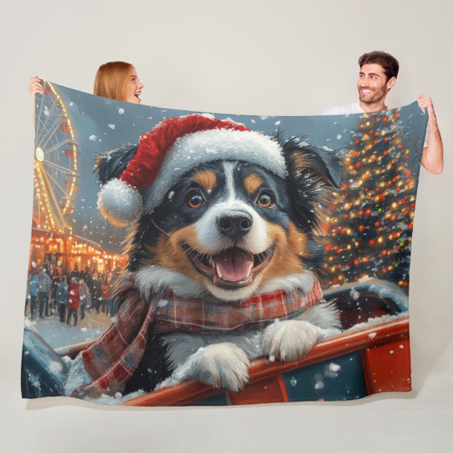 Australian shepherd Hund Roller Underlägg jul Fleecefilt (På plats)