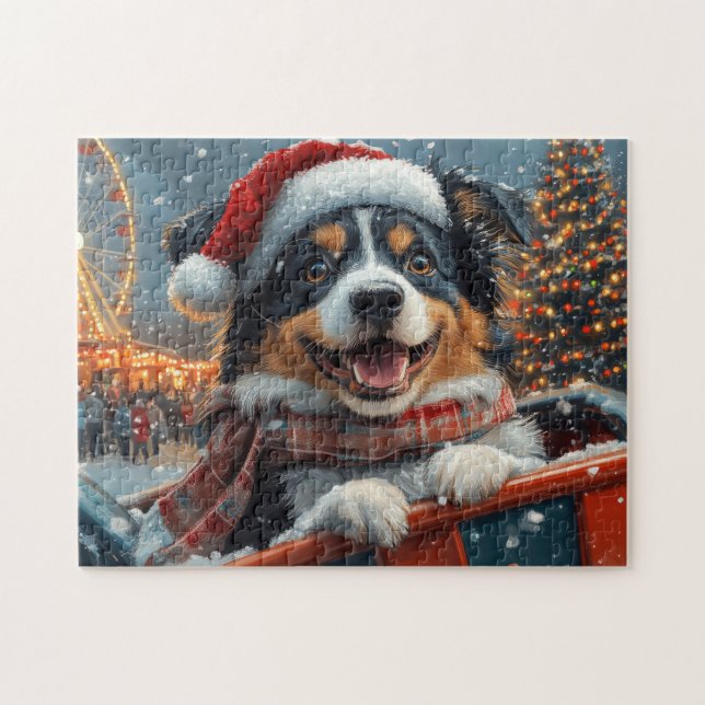 Australian shepherd Hund Roller Underlägg jul Pussel (Horisontell)