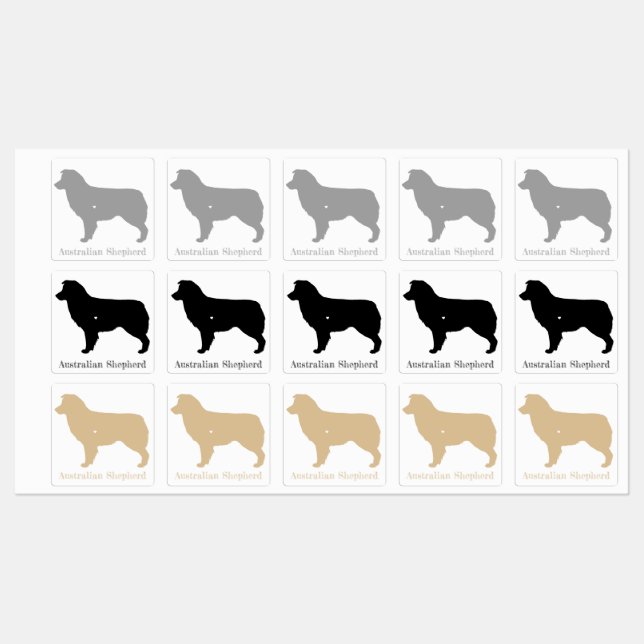 Australian shepherd Hund Silhouette-stiftsset Klistermärke (Ark)