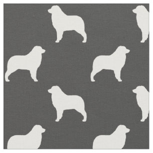 Australian shepherd Hund Silhouettes Grått och Whi Tyg
