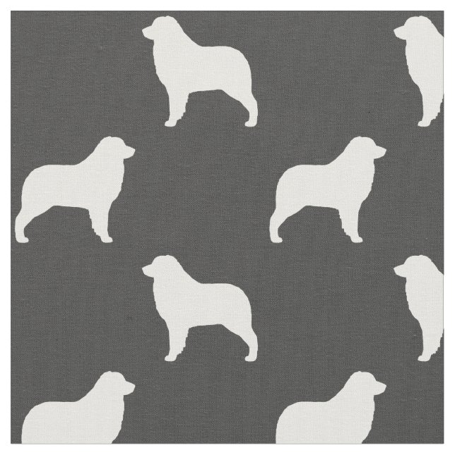 Australian shepherd Hund Silhouettes Grått och Whi Tyg (Närbild)