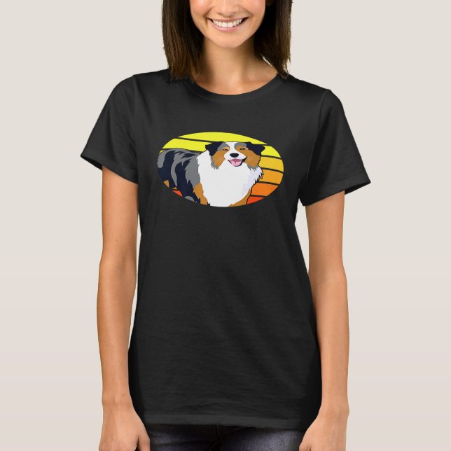 Australian shepherd Hund T Shirt (Framsida)