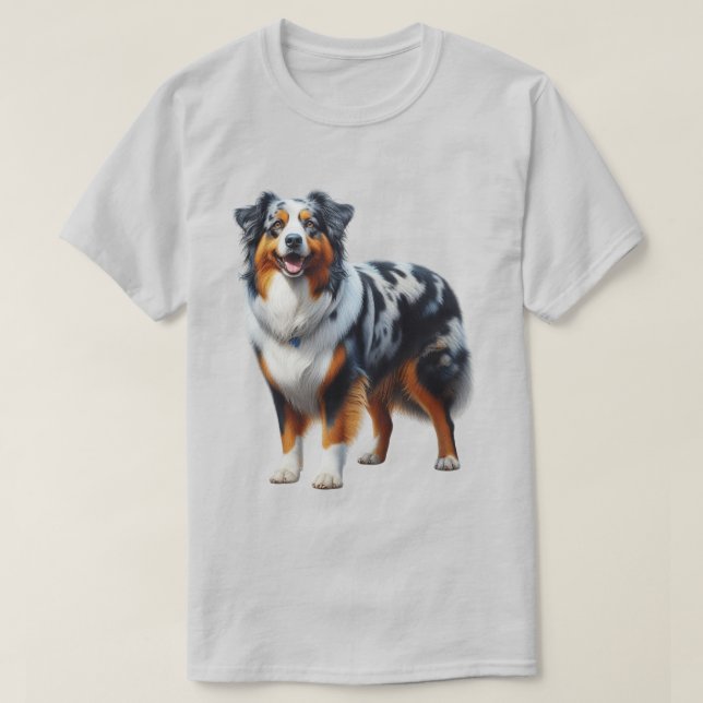 Australian shepherd Hund T Shirt (Design framsida)