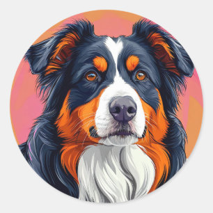 Australian Shepherd hund Trogen Vallande Ras Runt Klistermärke