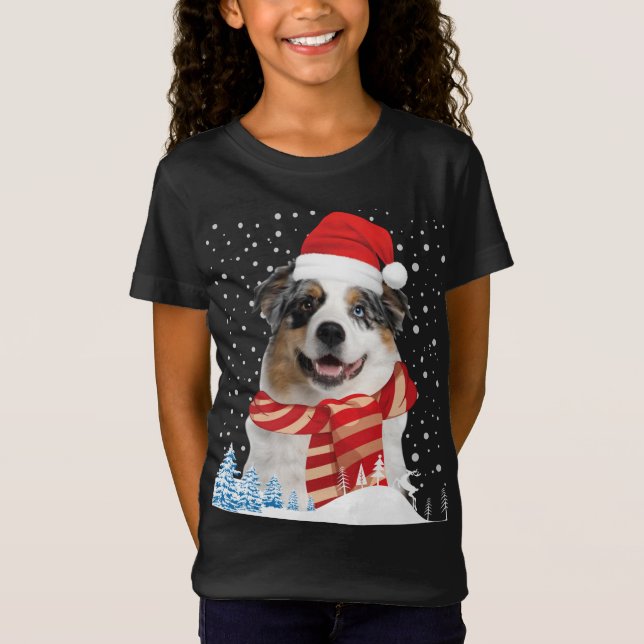 Australian shepherd Hund Ugly jul Sweater Roligt T Shirt (Framsida)