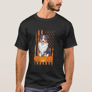 Australian shepherd Hund USA flagga Patriotic Hall T Shirt