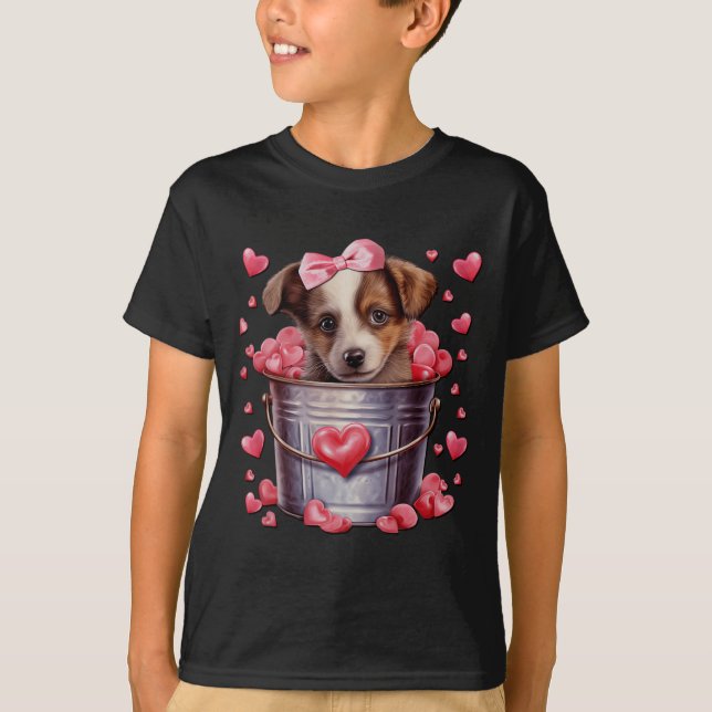 Australian Shepherd Hund Valentines Valp Kärlek Ly T Shirt (Framsida)