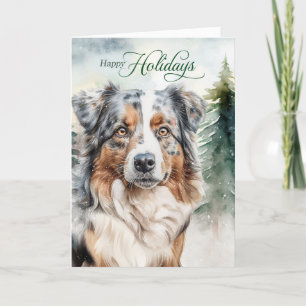 Australian shepherd Hund Woodland jul Helgkort
