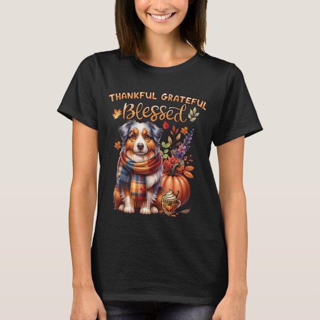 Australian Shepherd Hundälskare Höstpumpa  T Shirt (Framsida)